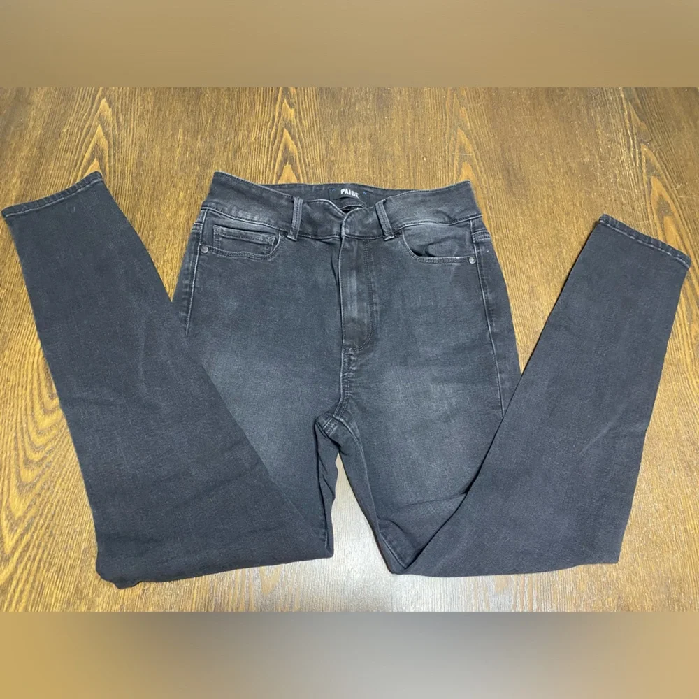 Paige Margot Ankle Zip Black Jeans Stretch and Zippered Ankle Details Size 27 - Picture 1 of 6